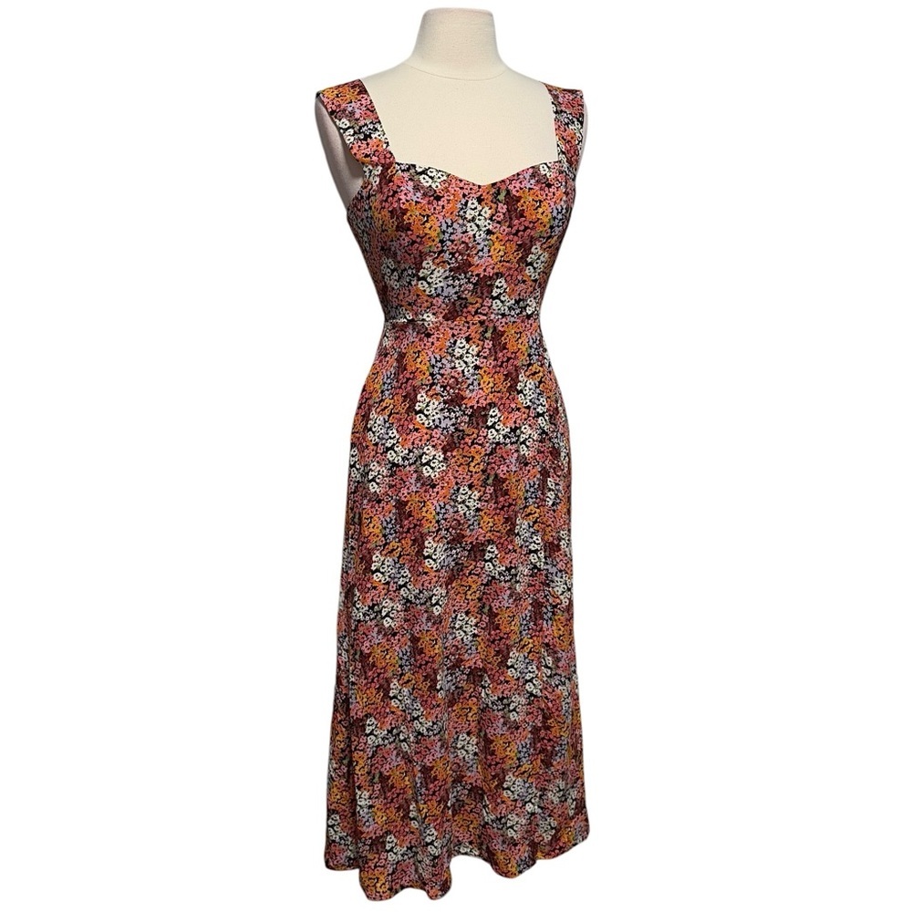 Park & Fifth Floral Midi Dress - Red, Black, White